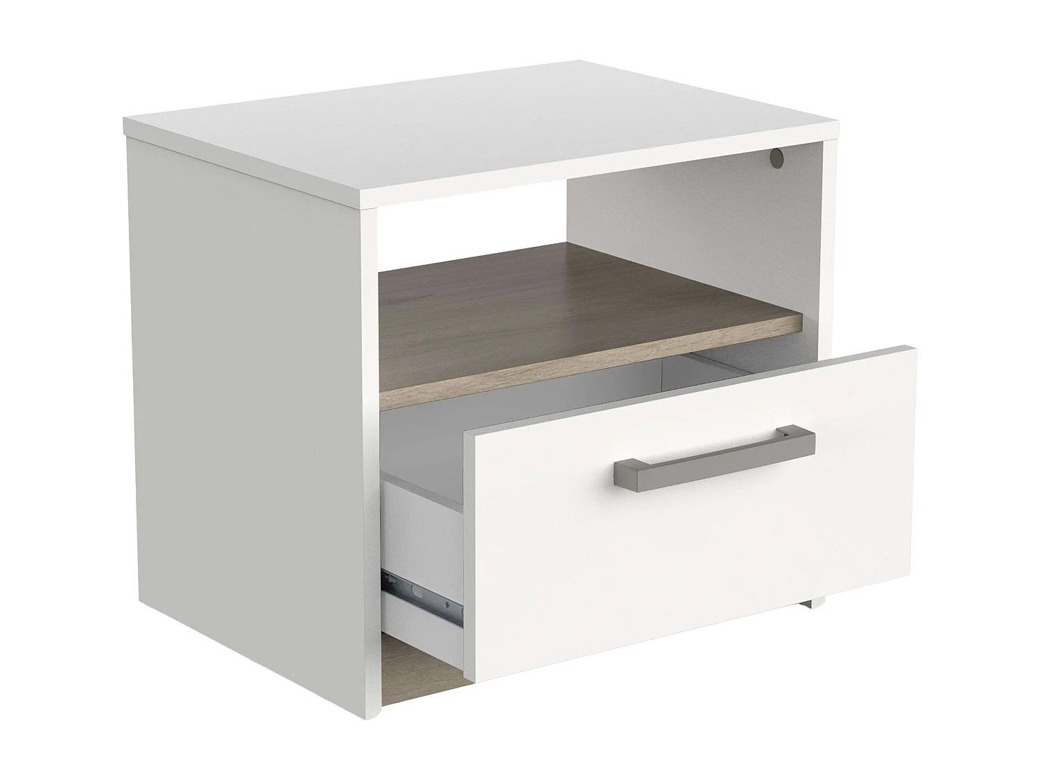 Table de chevet Watson style nordique blanc mat chêne Kronberg 41x35 cm