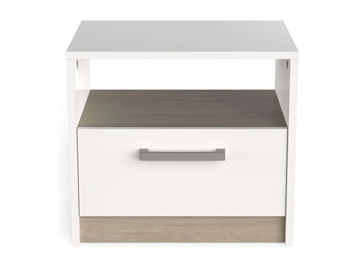 Table de chevet Watson style nordique blanc mat chêne Kronberg 41x35 cm