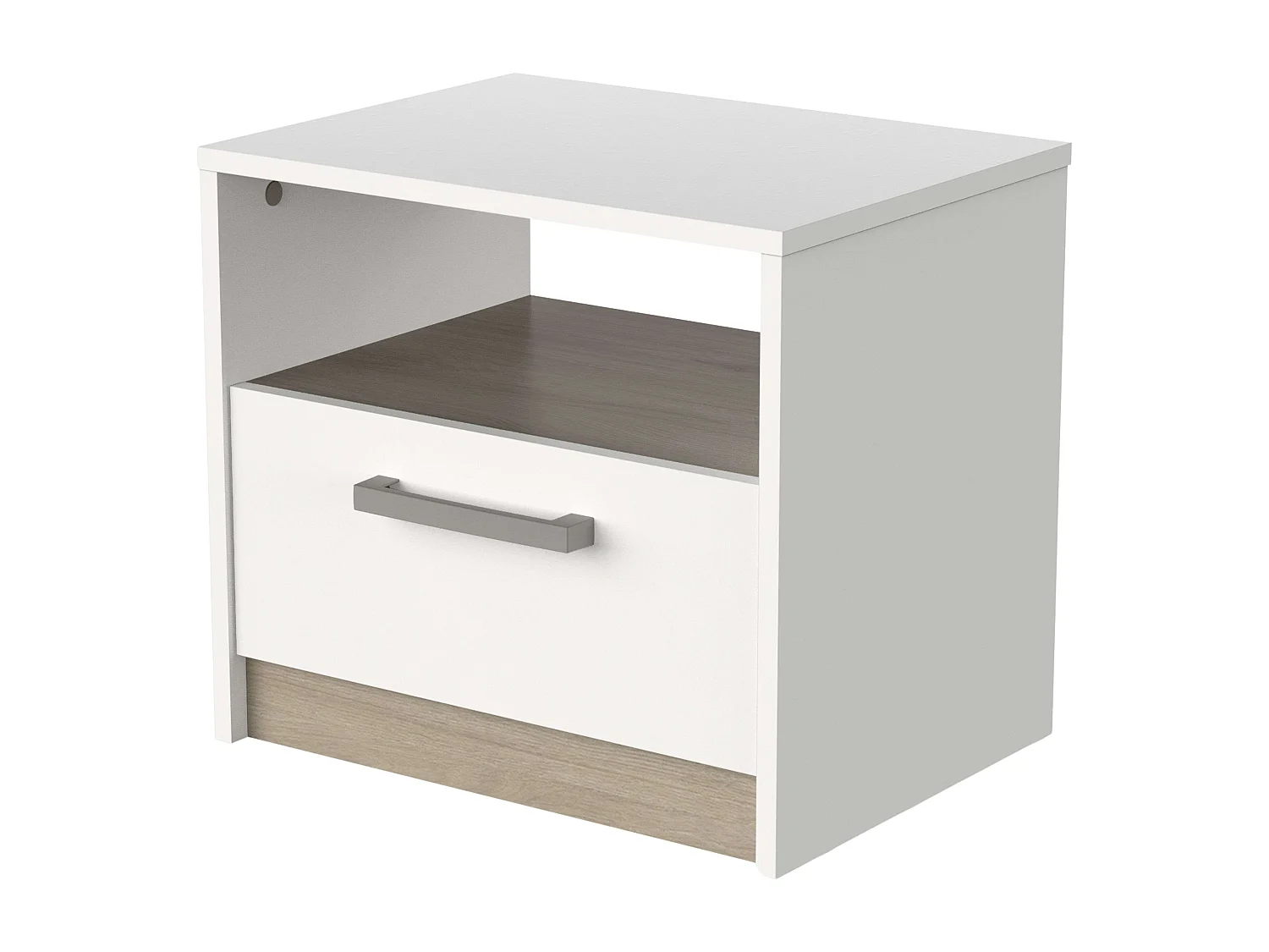 Table de chevet Watson style nordique blanc mat chêne Kronberg 41x35 cm