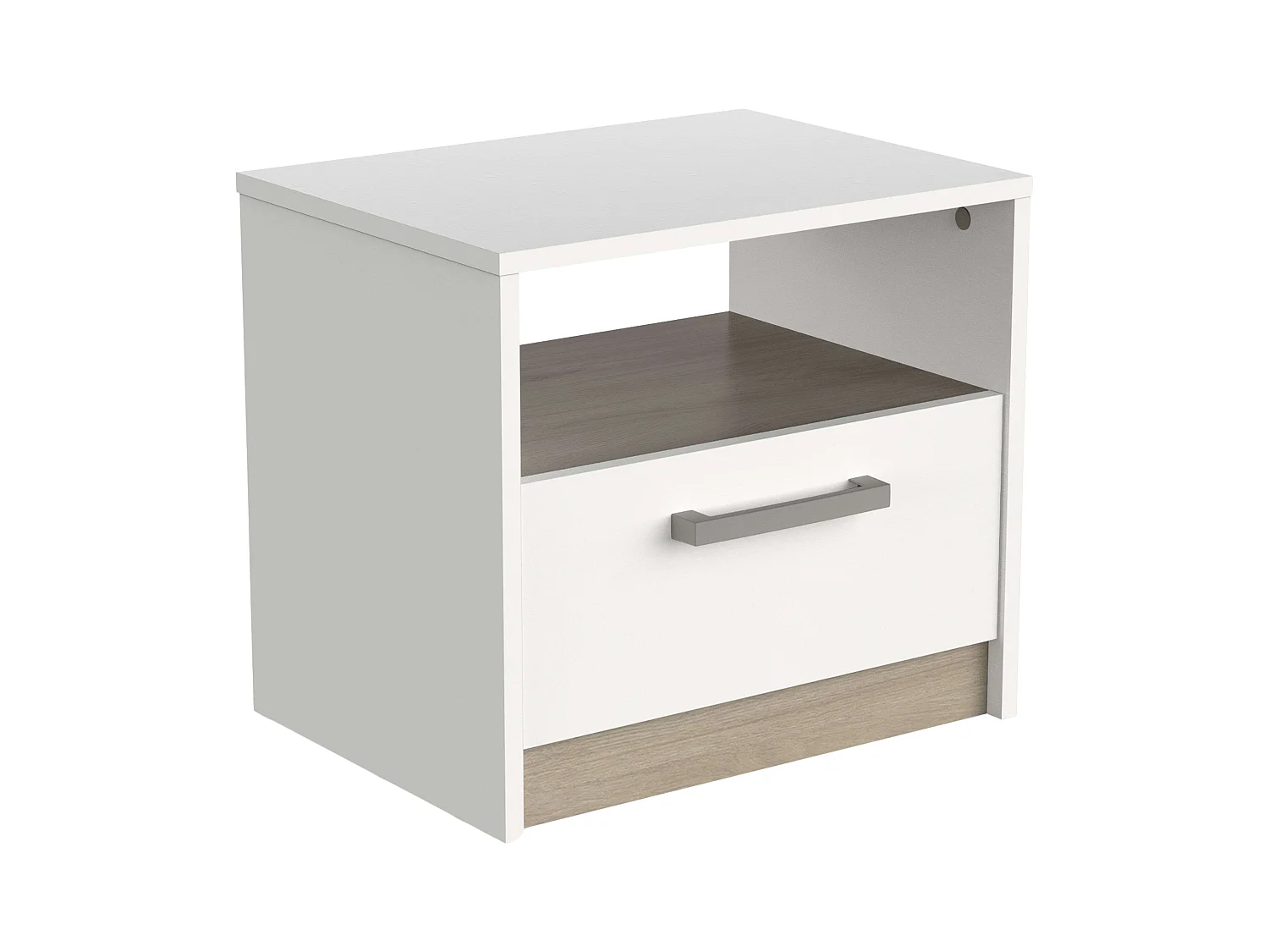 Mesita Noche Watson Estilo Nórdico Blanco Mate Roble Kronberg 41x35 cm