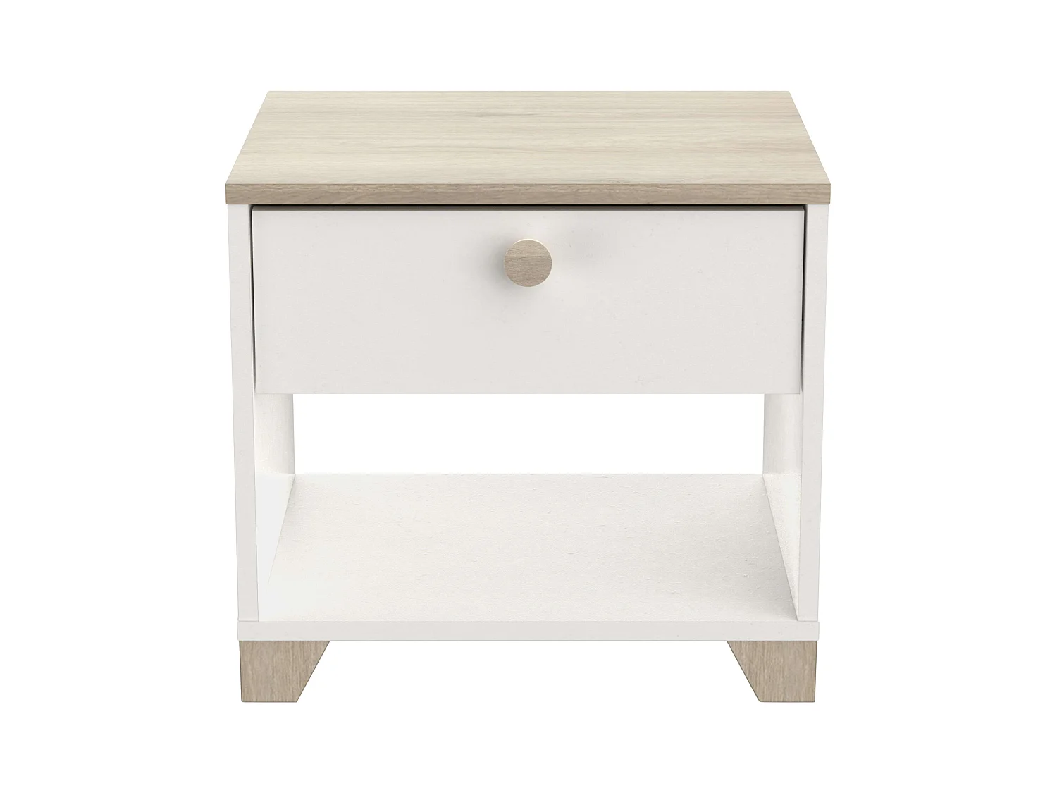 Table de chevet Izzy, 1 tiroir, blanc/chêne, 40x36x43 cm