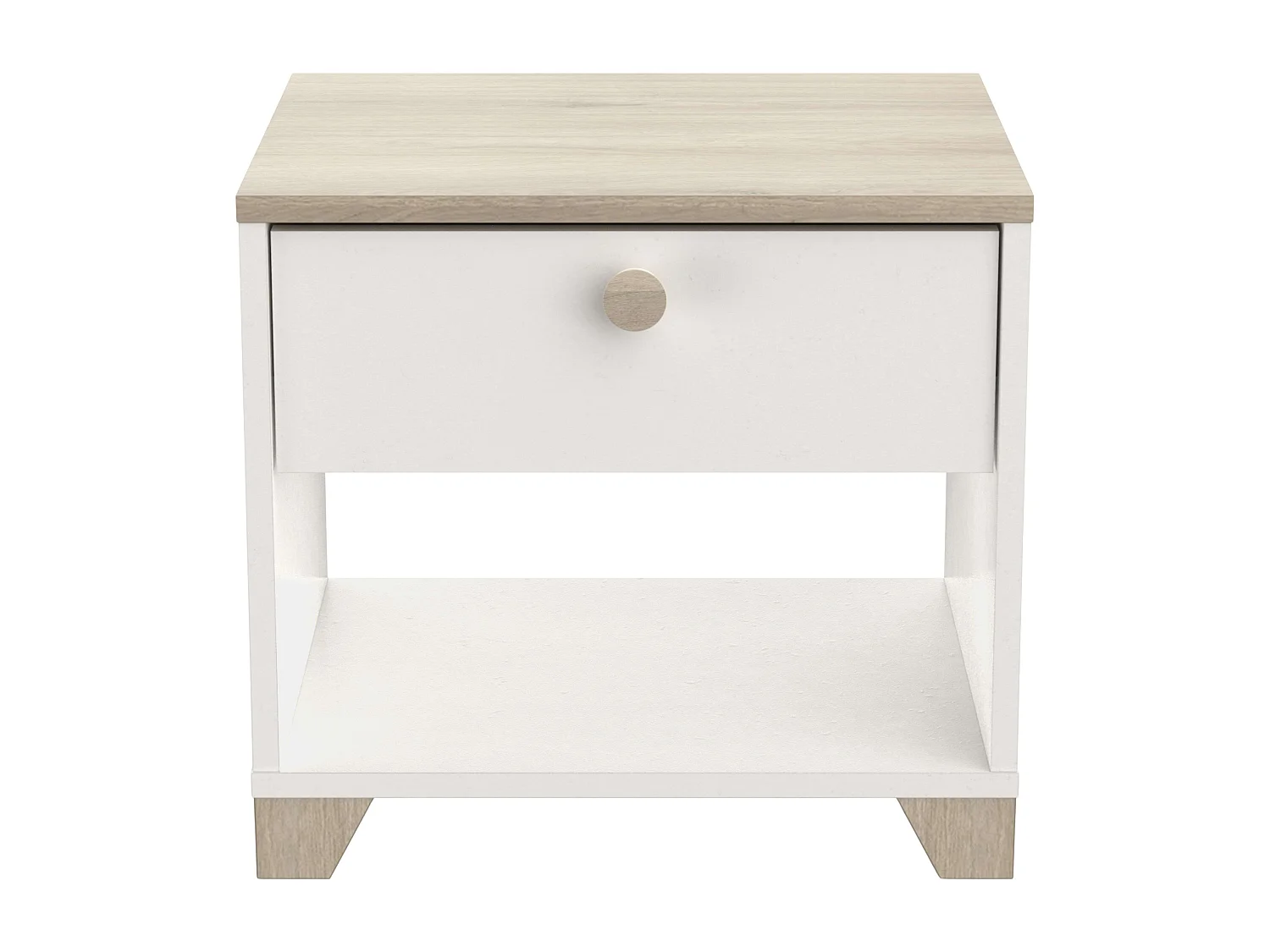Table de chevet Izzy, 1 tiroir, blanc/chêne, 40x36x43 cm