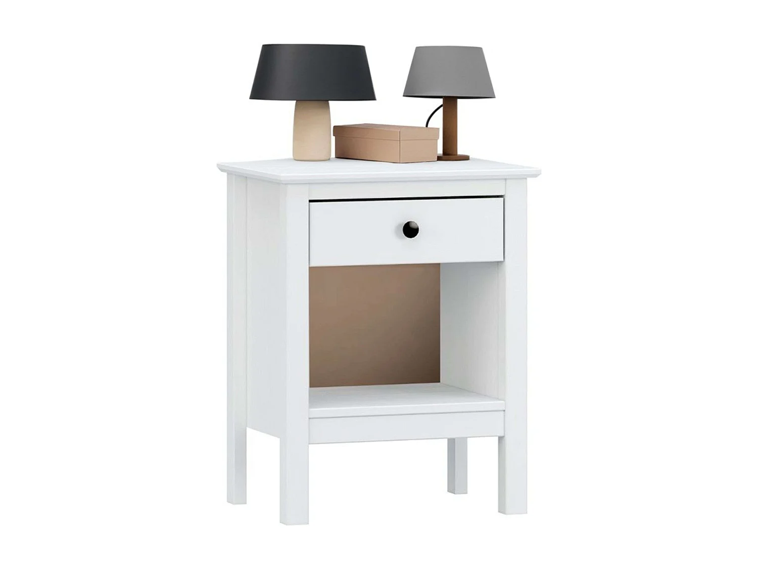 Table de chevet Samy 1 tiroir Blanc 48x60 cm