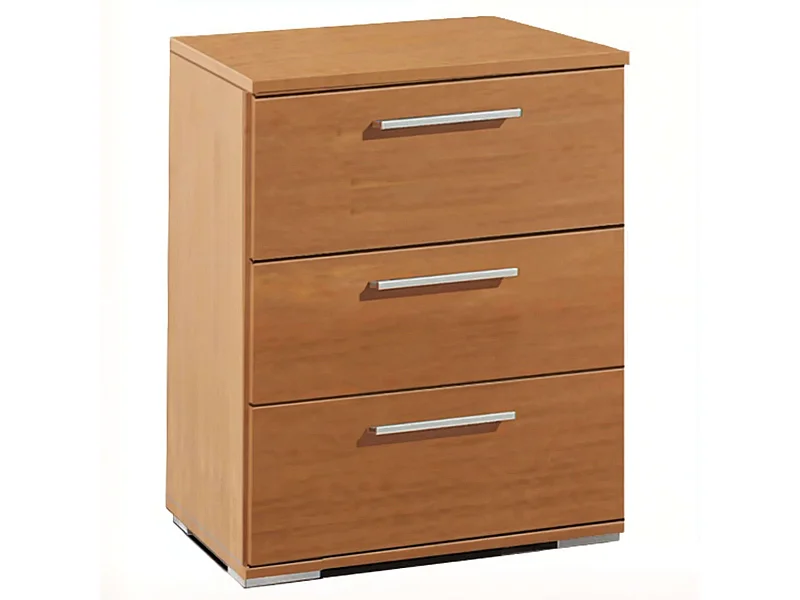 Table de chevet classique 3 tiroirs en mélamine cerisier 42 x 63 x 35 cm