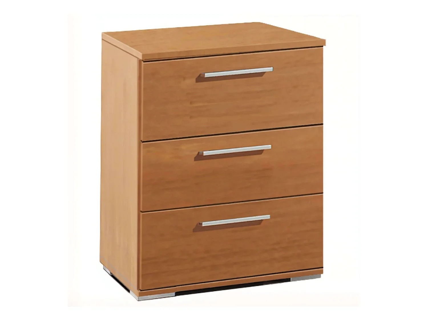 Table de chevet classique 3 tiroirs en mélamine cerisier 42 x 63 x 35 cm