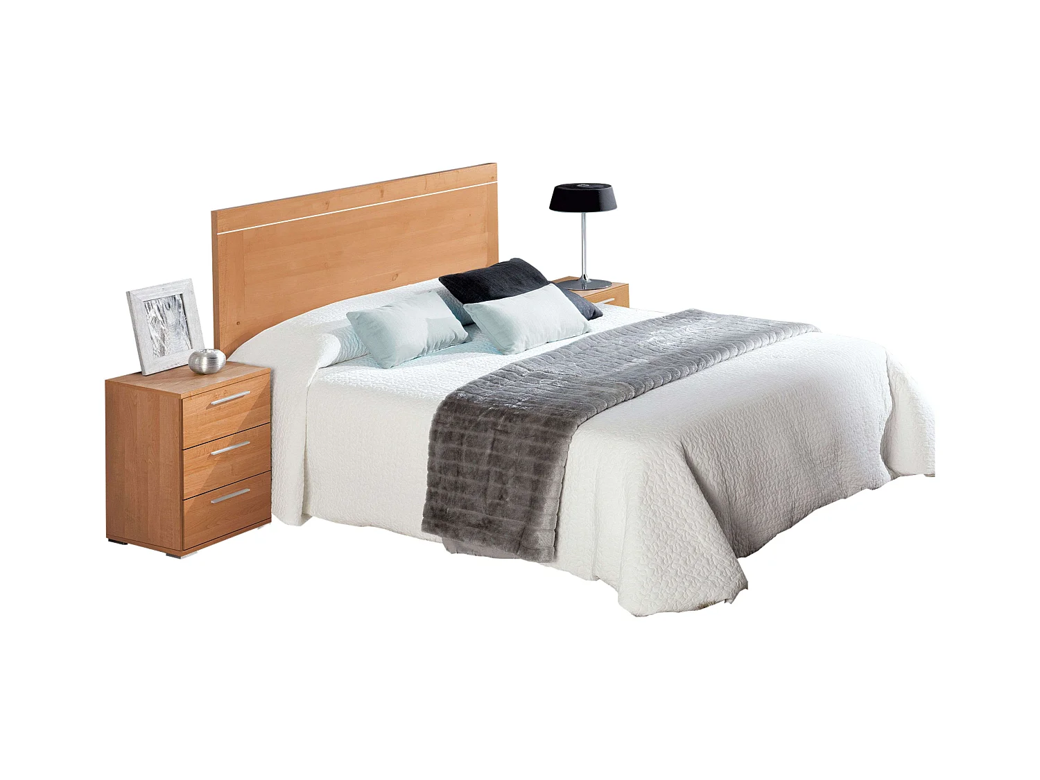 Table de chevet classique 3 tiroirs en mélamine cerisier 42 x 63 x 35 cm