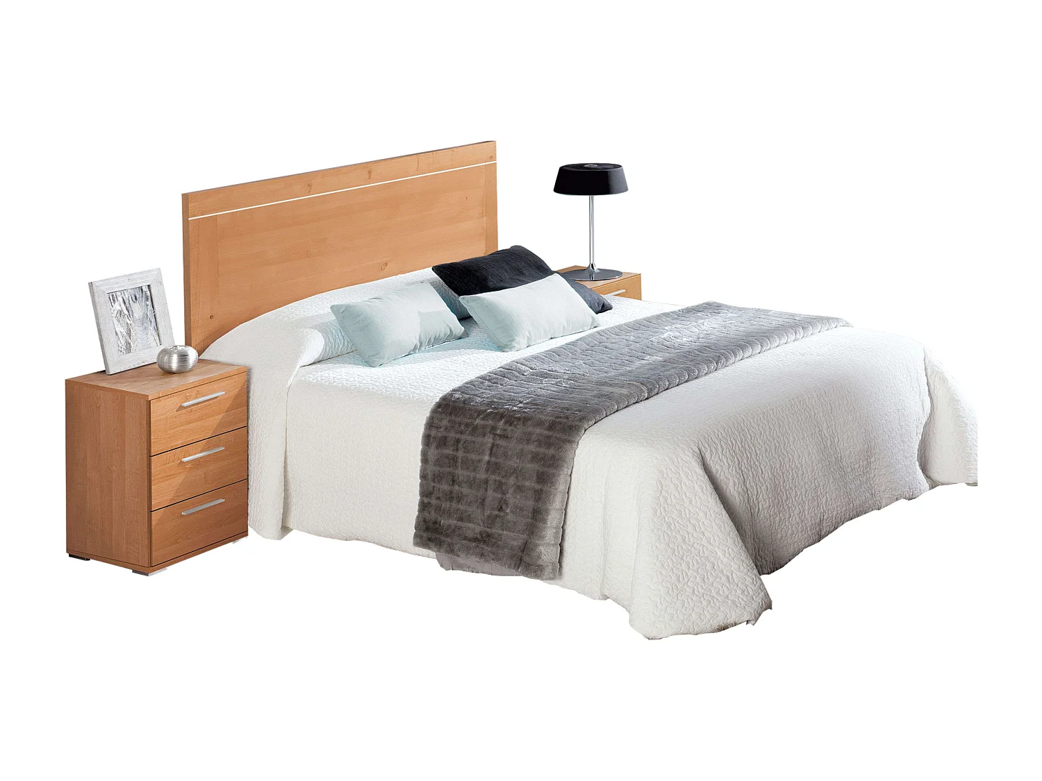 Mesita Noche Clásica 3 Cajones Cerezo Melamina Dormitorio 42x63x35 cm