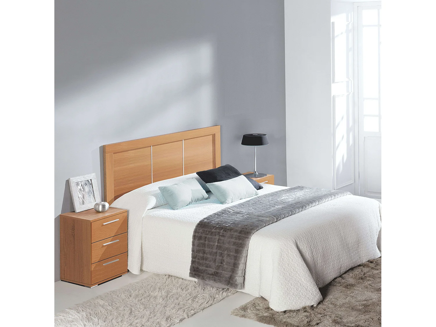 Mesita Noche Clásica 3 Cajones Cerezo Melamina Dormitorio 42x63x35 cm