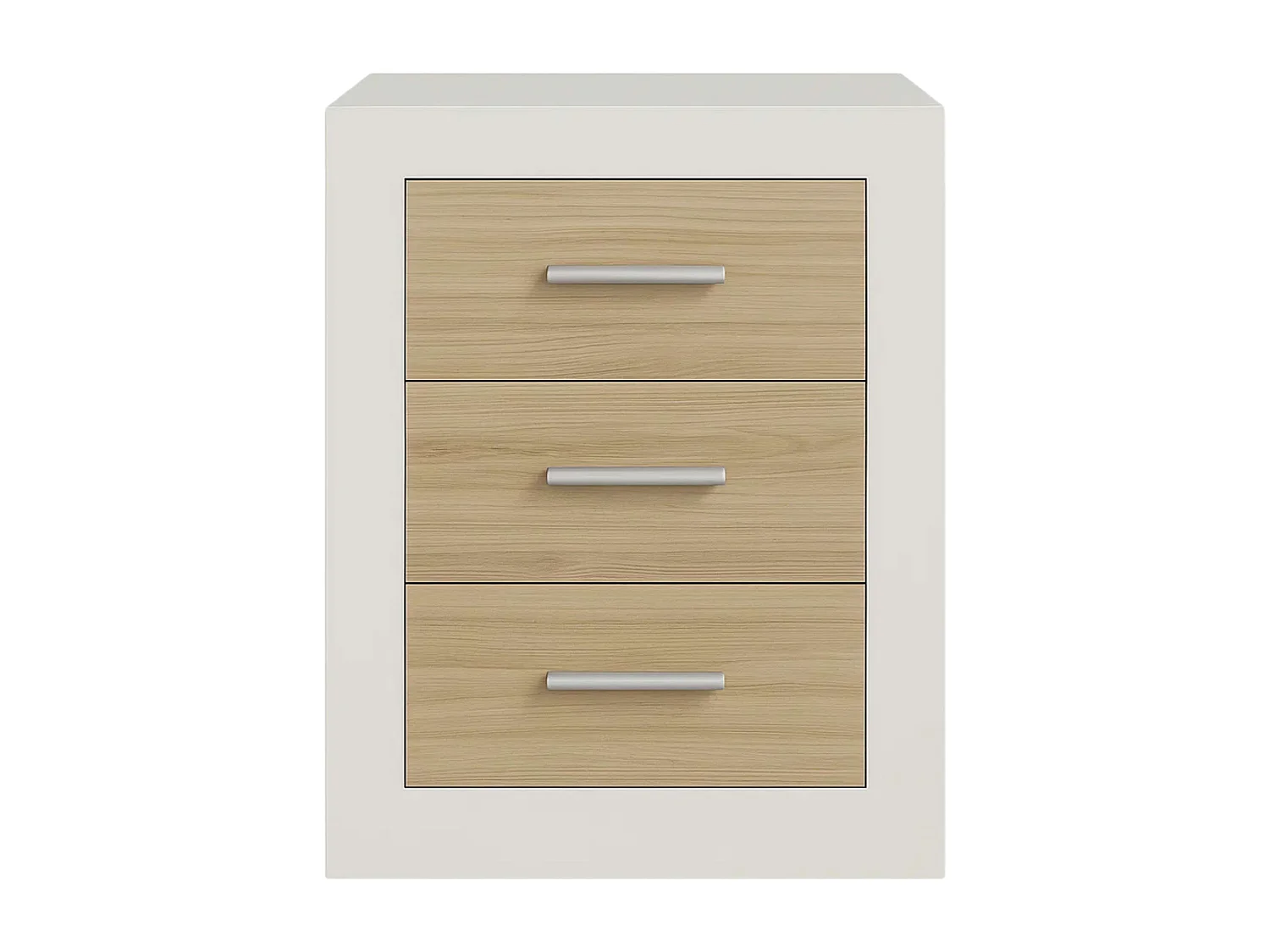 Table de chevet Sara Nordic en chêne Sonoma et cachemire, 3 tiroirs, 50 x 60 x 35 cm