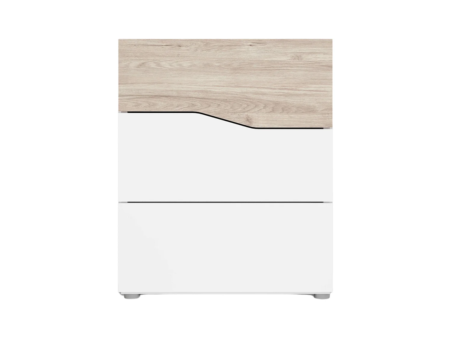 Table de chevet moderne Cannes avec 3 tiroirs, blanc mat, Sahara, 54 x 65 x 35 cm