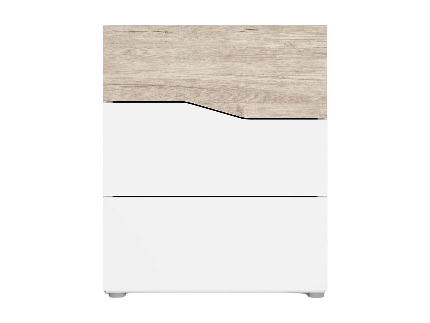 Table de chevet moderne Cannes avec 3 tiroirs, blanc mat, Sahara, 54 x 65 x 35 cm