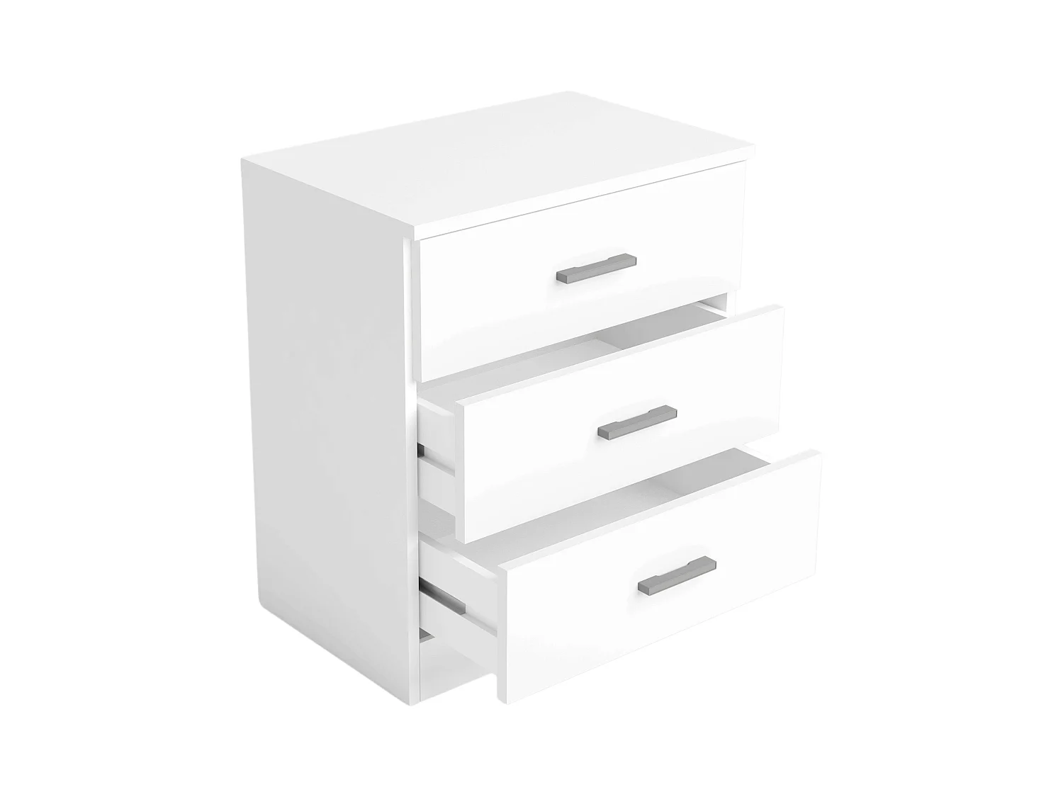 Table de chevet pour couple, blanc mat, 3C, 50 x 58 x 33 cm