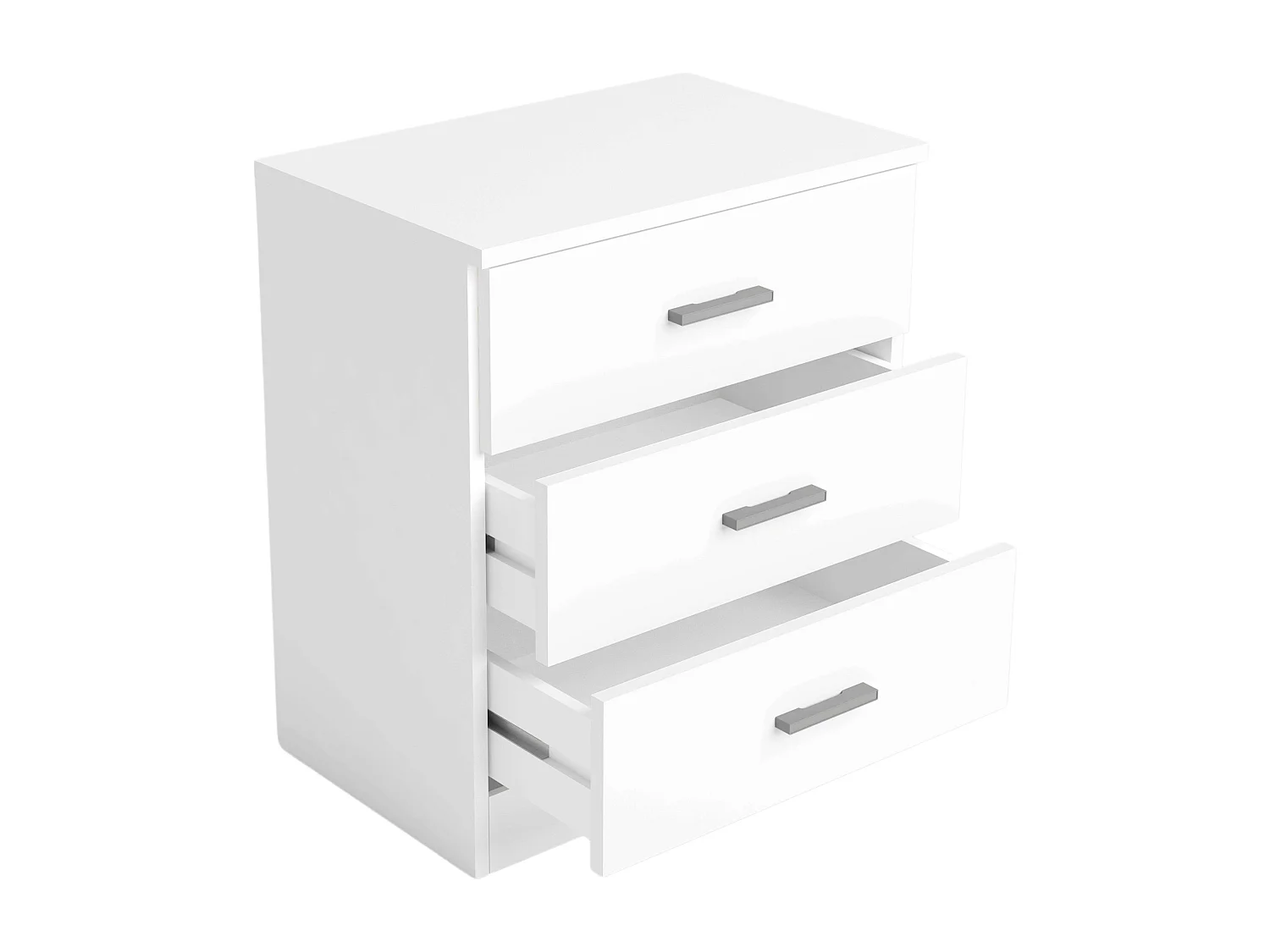 Table de chevet pour couple, blanc mat, 3C, 50 x 58 x 33 cm