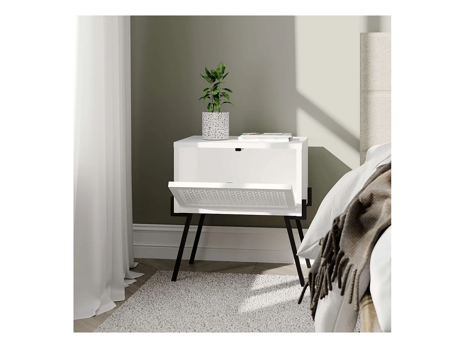 Mesita Noche Misty Blanco 48x51x34cm Dormitorio