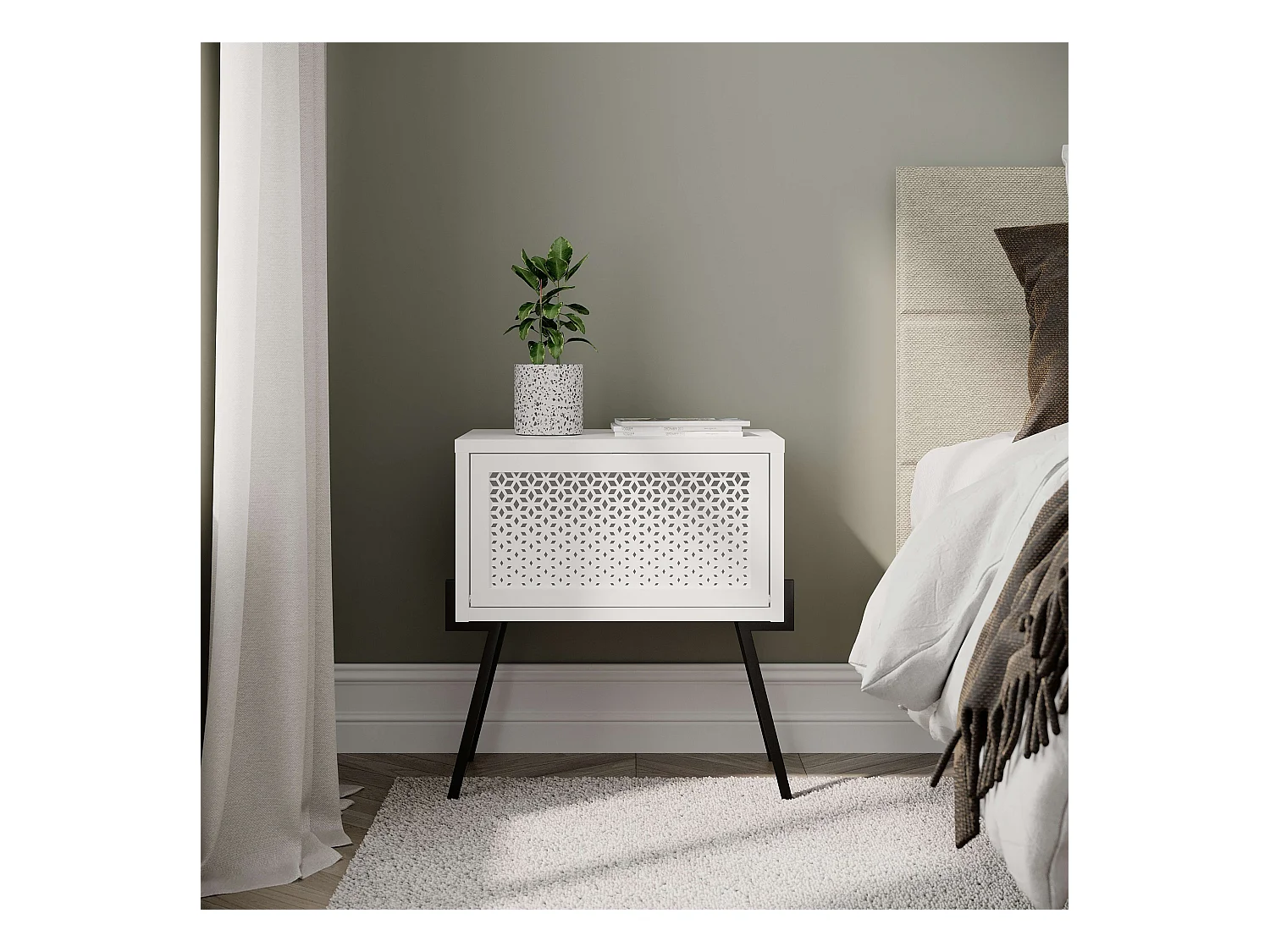 Mesita Noche Misty Blanco 48x51x34cm Dormitorio