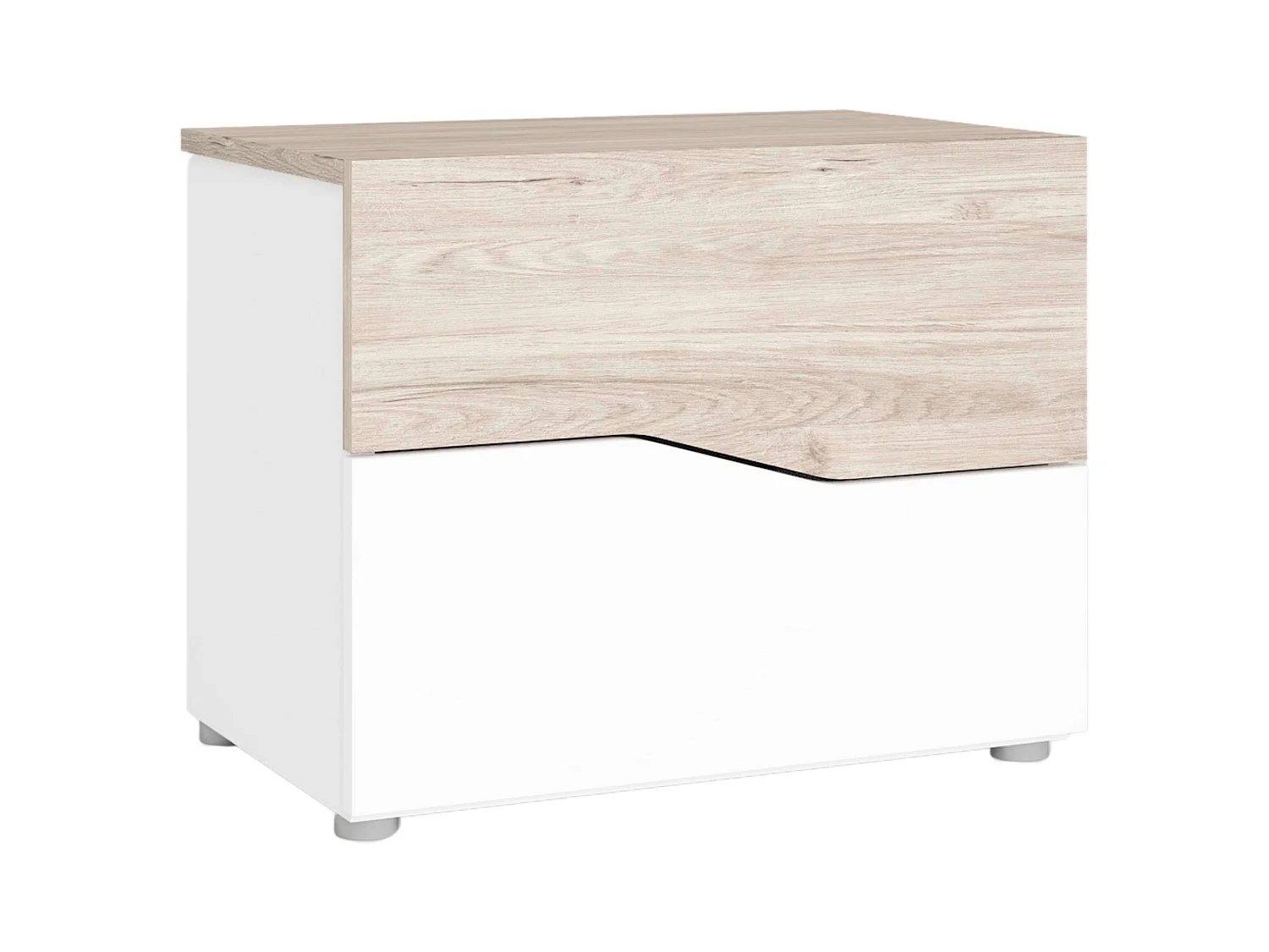 Table de chevet Cannes avec 2 tiroirs, couleur blanc et sahara, 54x42x35 cm