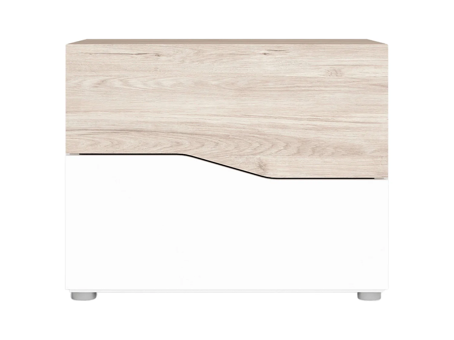 Table de chevet Cannes avec 2 tiroirs, couleur blanc et sahara, 54x42x35 cm