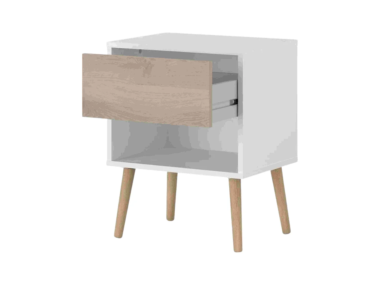 Juego 2 Mesitas noche Osaka 1 cajón roble Japonés/blanco mate 44x56x33 cm