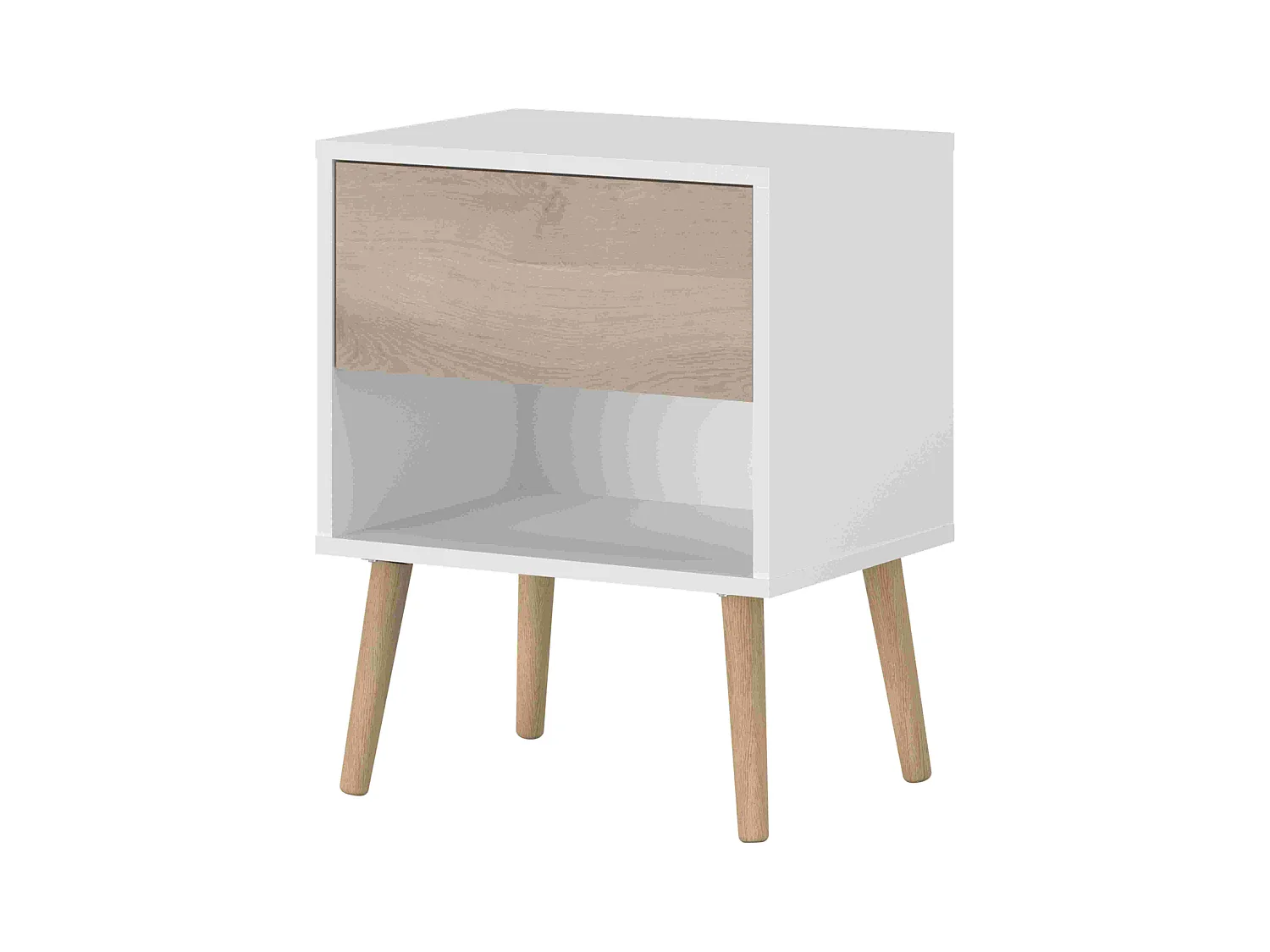 Juego 2 Mesitas noche Osaka 1 cajón roble Japonés/blanco mate 44x56x33 cm