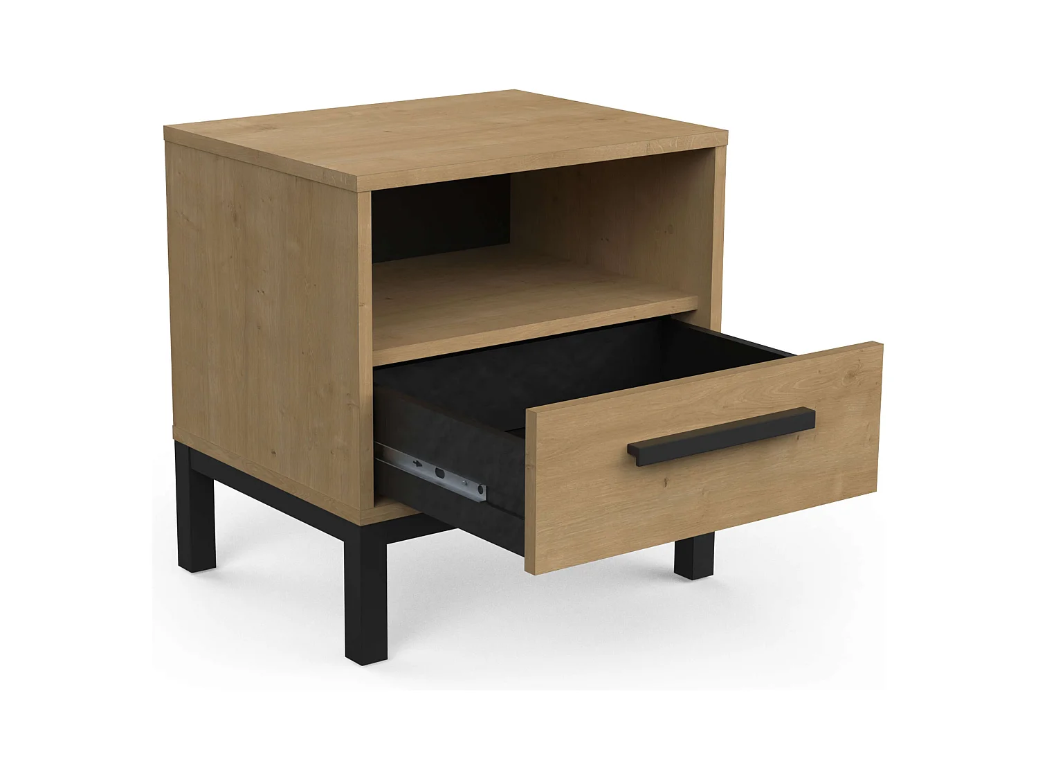 Table de chevet Craft en chêne Hamilton/noir mat 48x36x45 cm.