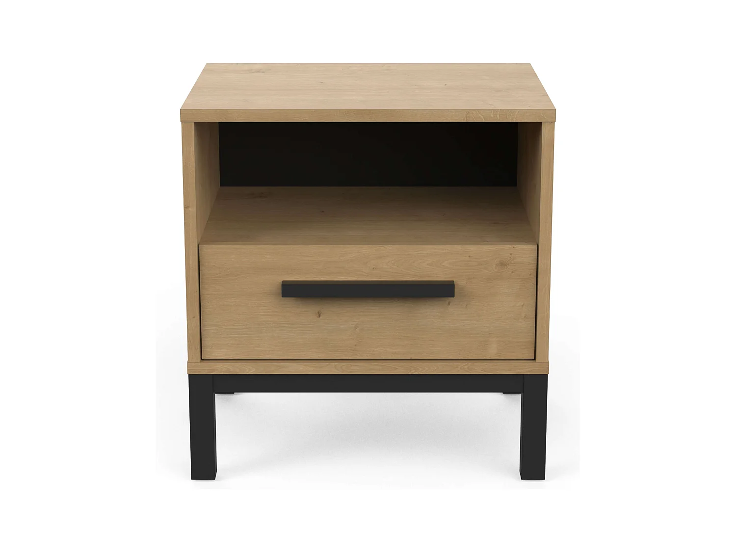 Table de chevet Craft en chêne Hamilton/noir mat 48x36x45 cm.