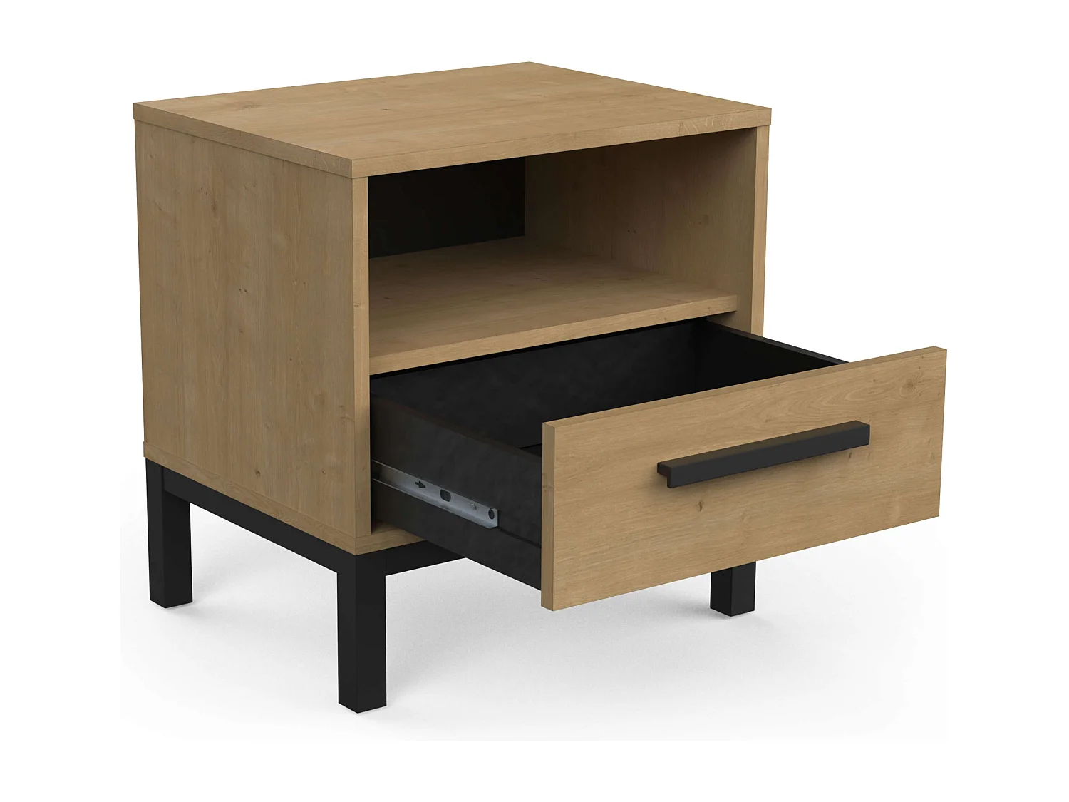 Table de chevet Craft en chêne Hamilton/noir mat 48x36x45 cm.