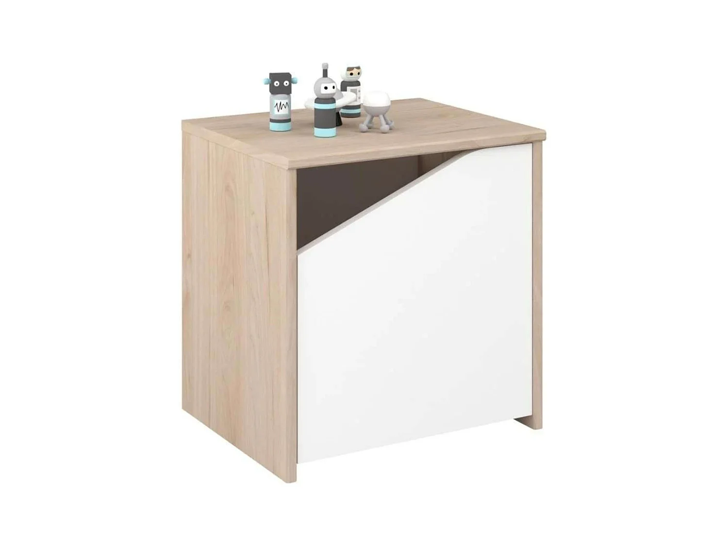 Mesa de cabeceira infantil 42x40x33 cm Design assimétrico Quarto nórdico