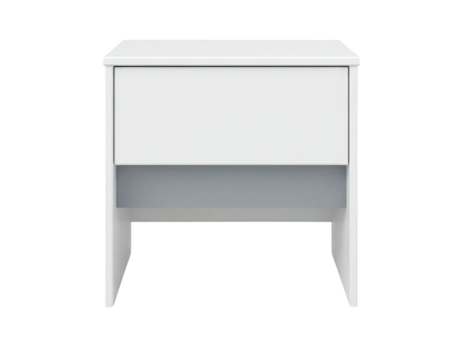 Table de chevet Germain 1 tiroir Blanc mat Gris Mélamine 40 cm Moderne