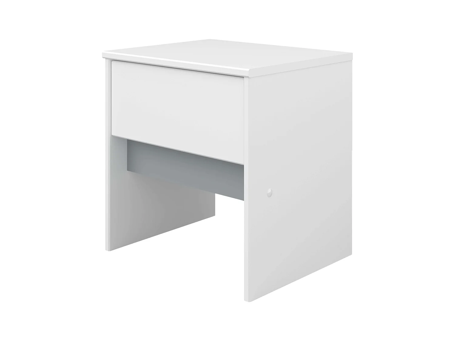 Table de chevet Germain 1 tiroir Blanc mat Gris Mélamine 40 cm Moderne