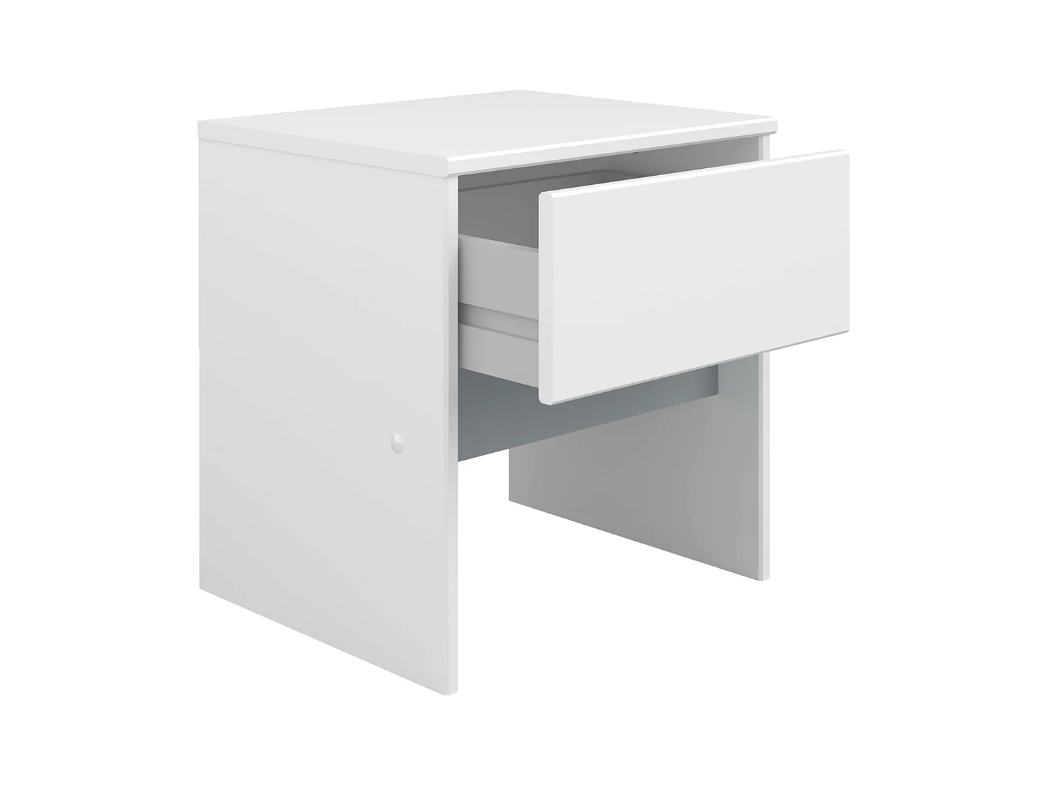 Mesa de cabeceira Germain 1 gaveta branco fosco melamina cinza 40 cm moderna