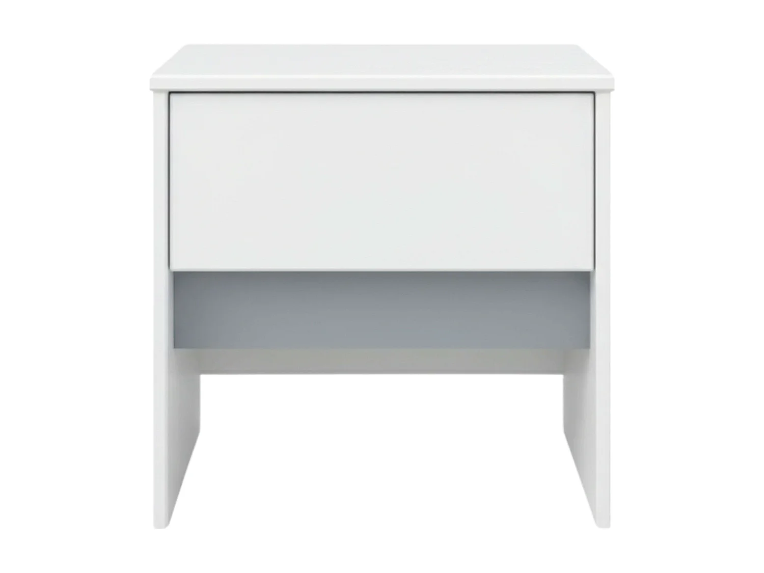 Table de chevet Germain 1 tiroir Blanc mat Gris Mélamine 40 cm Moderne