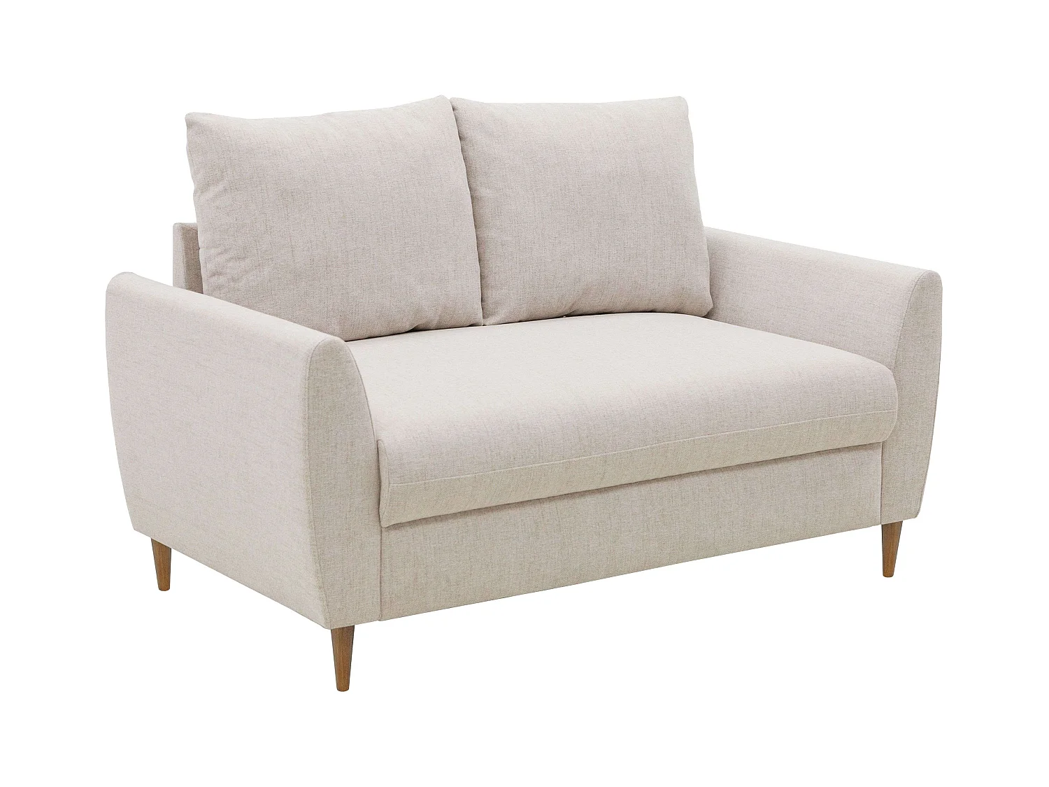 Sofá 2 Plazas Mave Salón Comedor Contemporáneo Beige, Patas Madera 145 cm