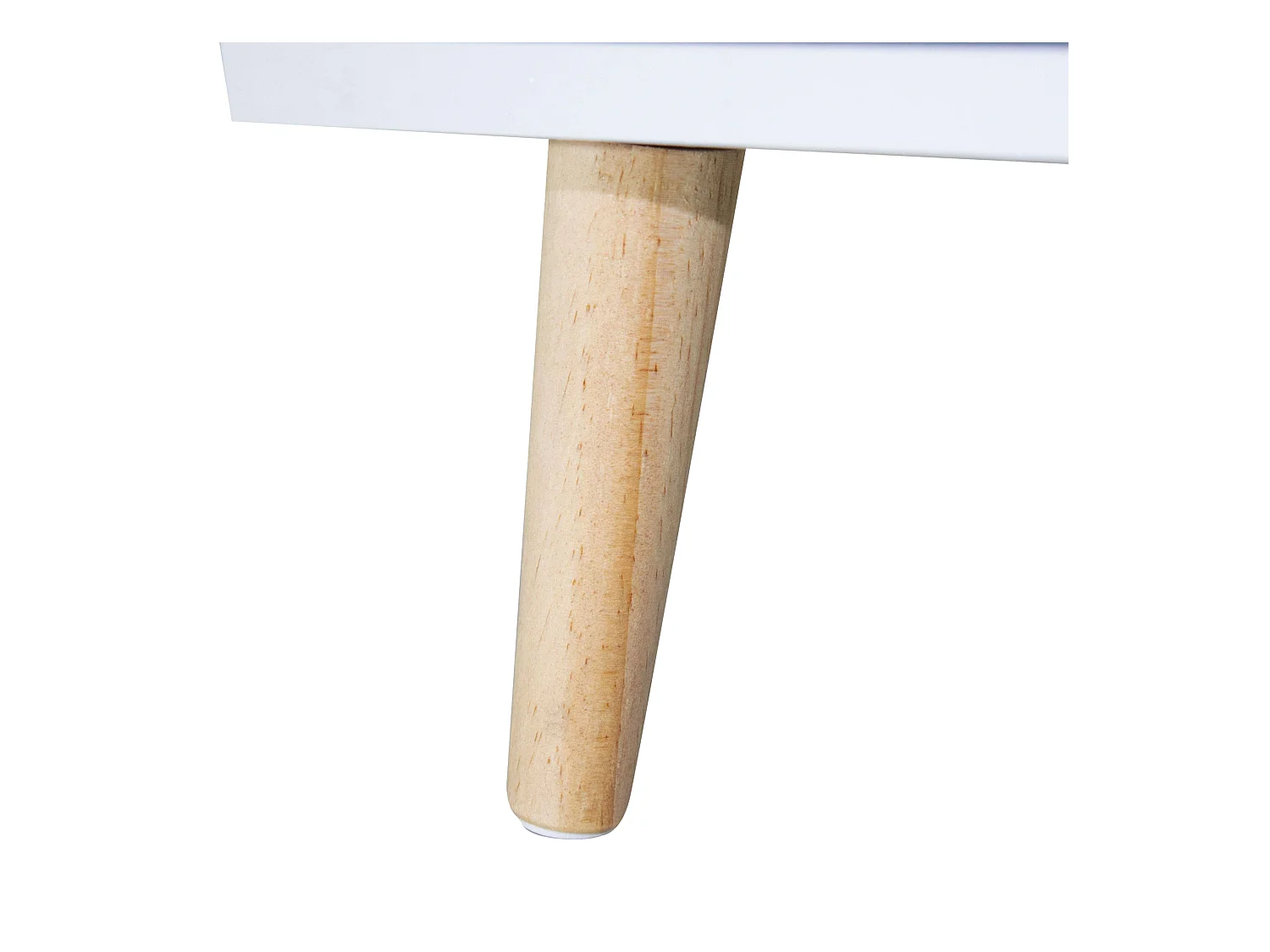 Table de chevet moderne Anzio blanche à 2 tiroirs avec pieds en bois, 50x40x30 cm