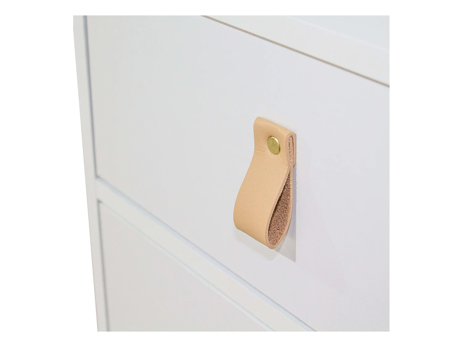 Table de chevet moderne Anzio blanche à 2 tiroirs avec pieds en bois, 50x40x30 cm