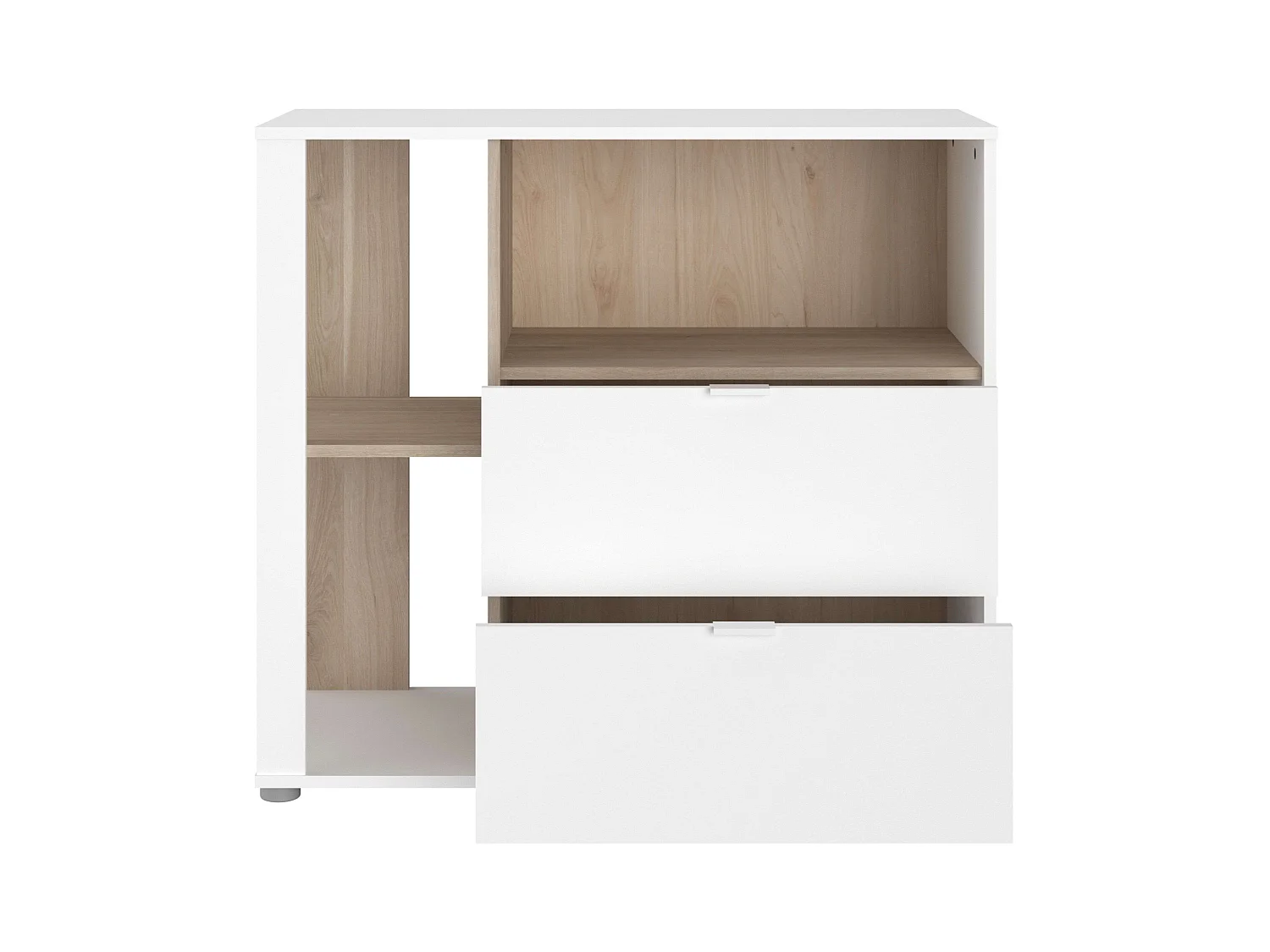 Table de chevet Boréale Blanc Mat et Chêne Japonais 92x84 cm