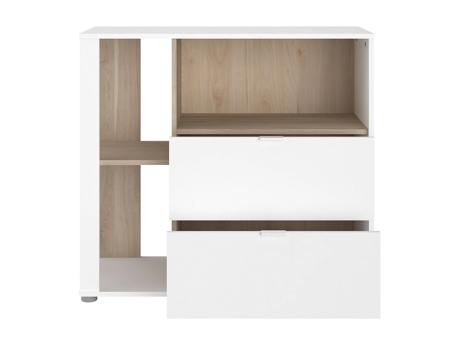 Table de chevet Boréale Blanc Mat et Chêne Japonais 92x84 cm