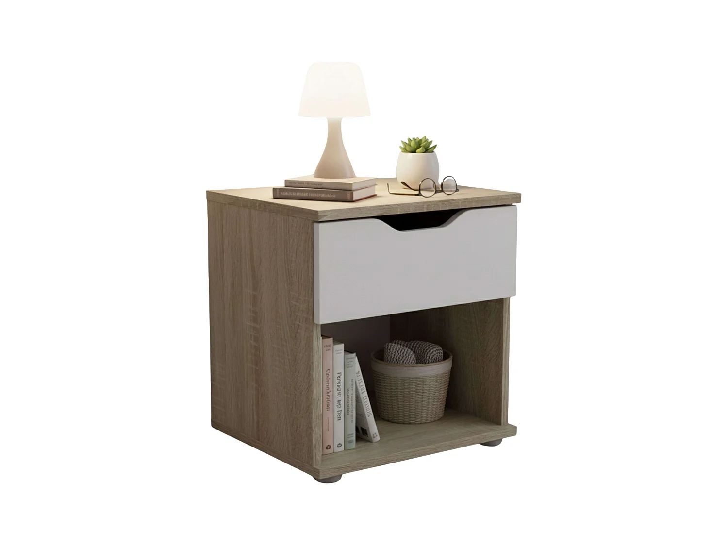 Table de chevet Parc 1 tiroir Chêne Sonoma/Blanc 40x42x35 cm