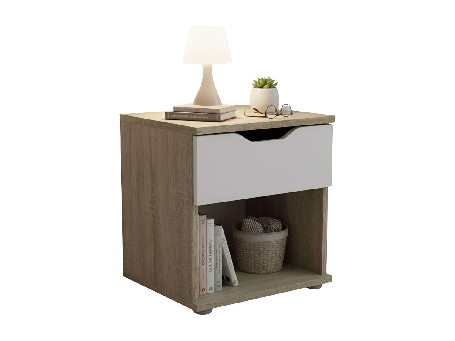 Table de chevet Parc 1 tiroir Chêne Sonoma/Blanc 40x42x35 cm