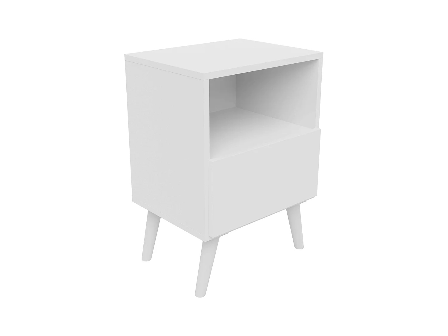 Table de chevet blanche contemporaine Losi avec 1 porte et 1 espace ouvert