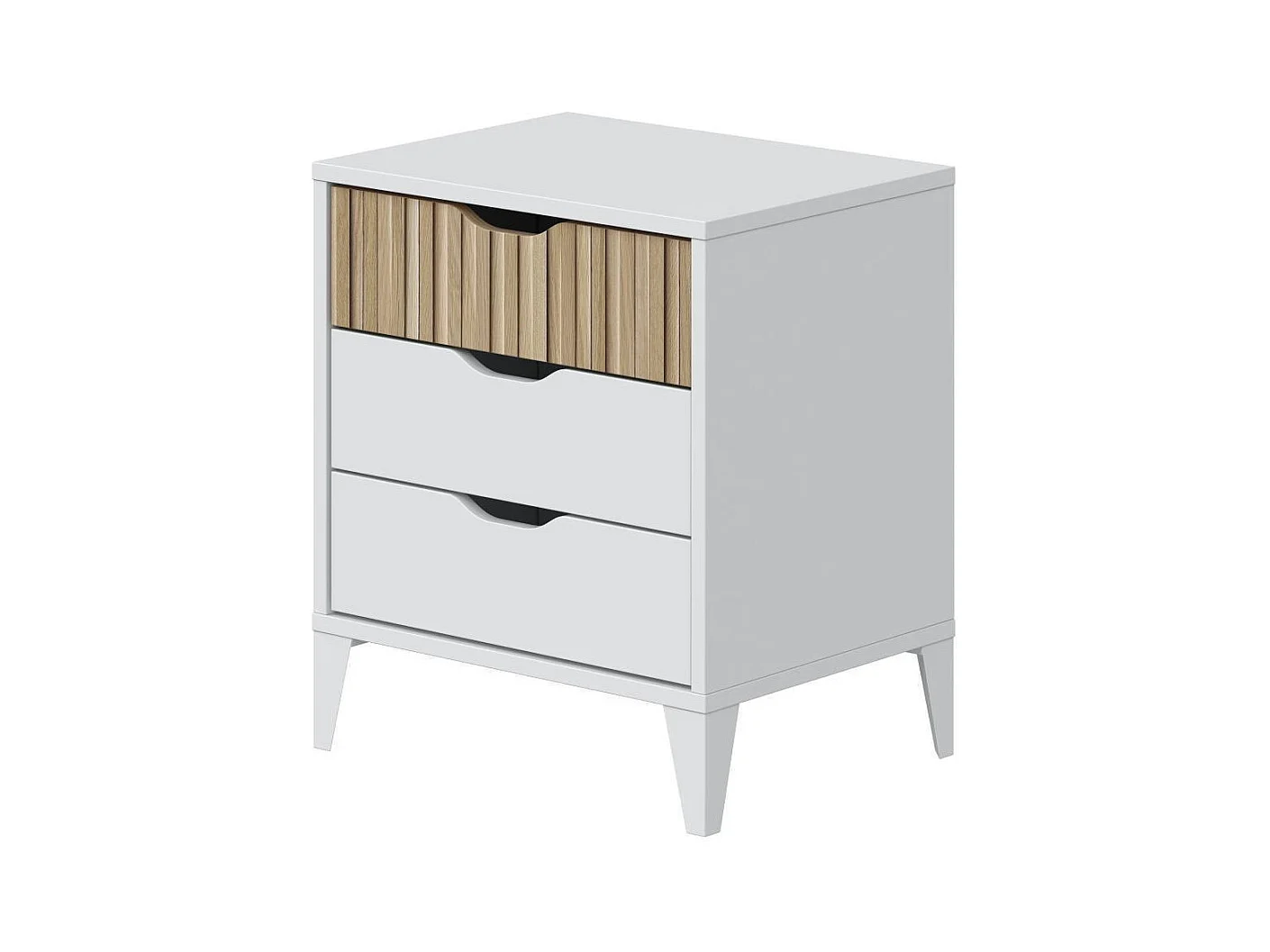 Table de chevet nordique blanche Artik Natur 3 tiroirs 44x50x33 cm