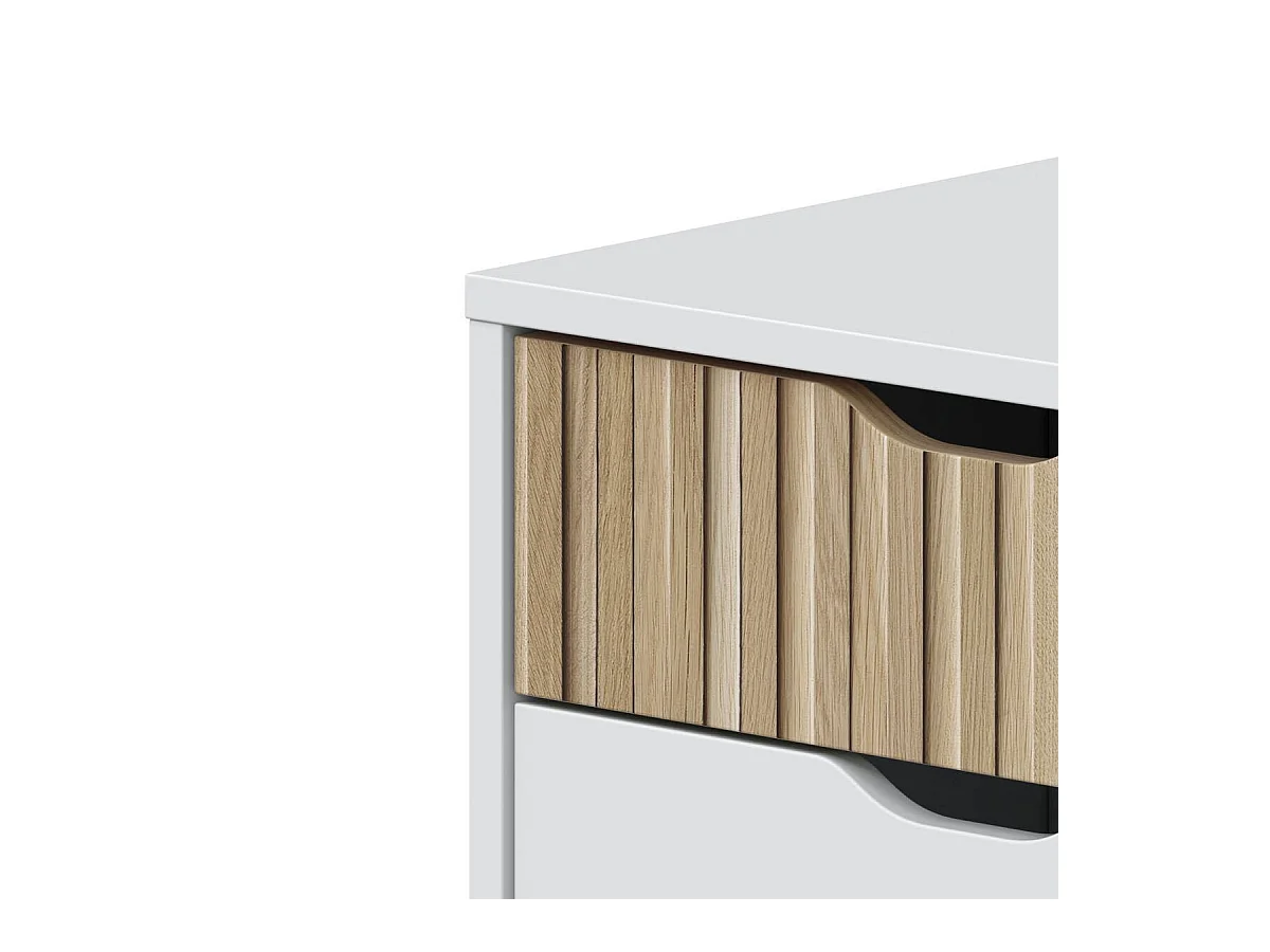 Table de chevet nordique blanche Artik Natur 3 tiroirs 44x50x33 cm