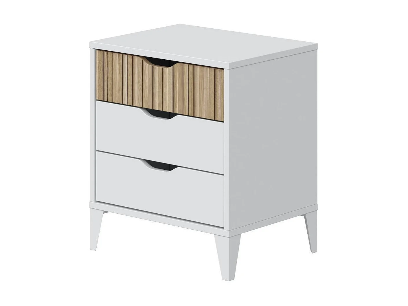 Table de chevet nordique blanche Artik Natur 3 tiroirs 44x50x33 cm