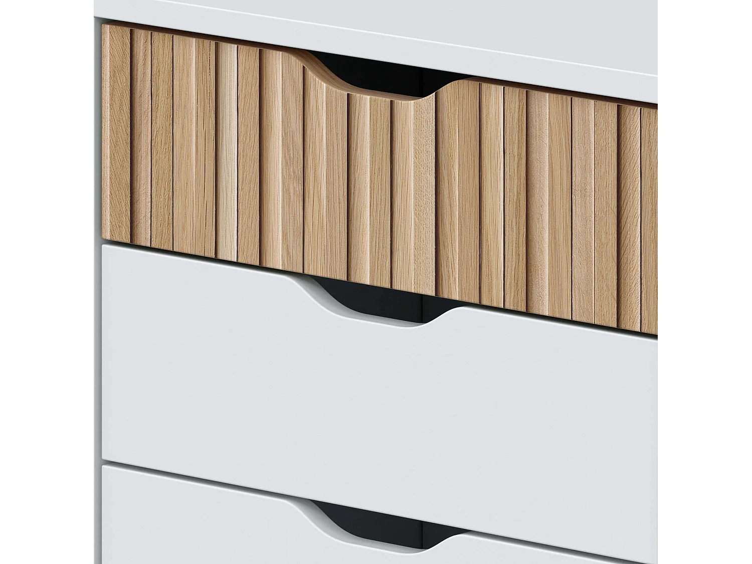 Mesa de cabeceira nórdica branca Artik Natur 3 gavetas 44x50x33 cm