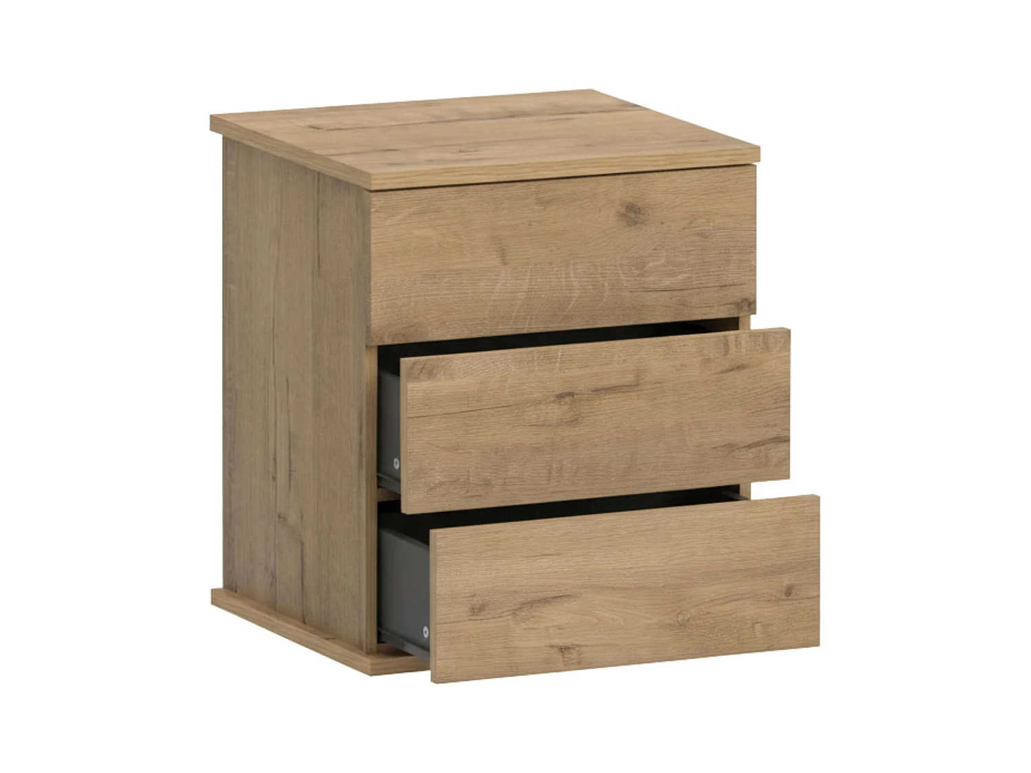 Table de chevet 3 tiroirs Dana, chêne doré, 41 x 49 cm