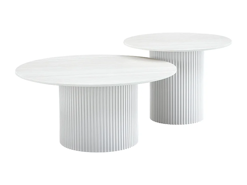 Duo de Tables Basses Gigognes MINA Pieds Blancs 60x45 / 80x38 cm