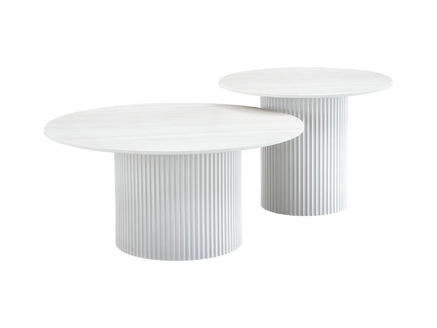 Duo de Tables Basses Gigognes MINA Pieds Blancs 60x45 / 80x38 cm