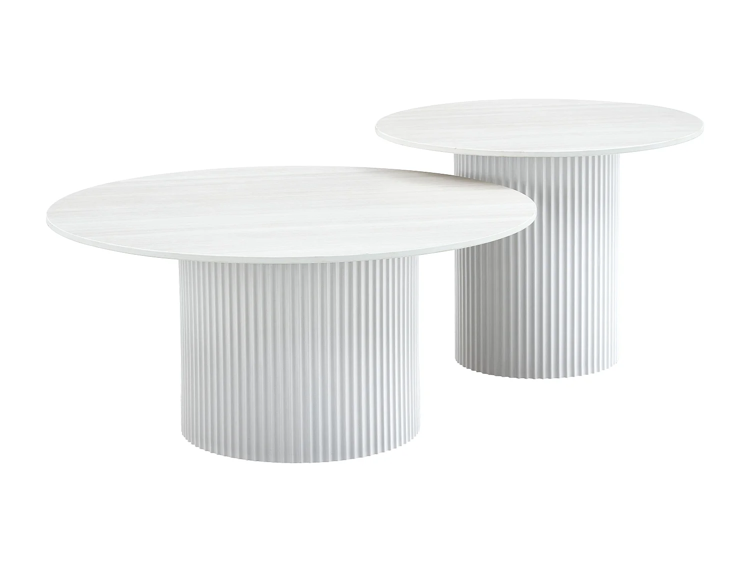 Duo de Tables Basses Gigognes MINA Pieds Blancs 60x45 / 80x38 cm