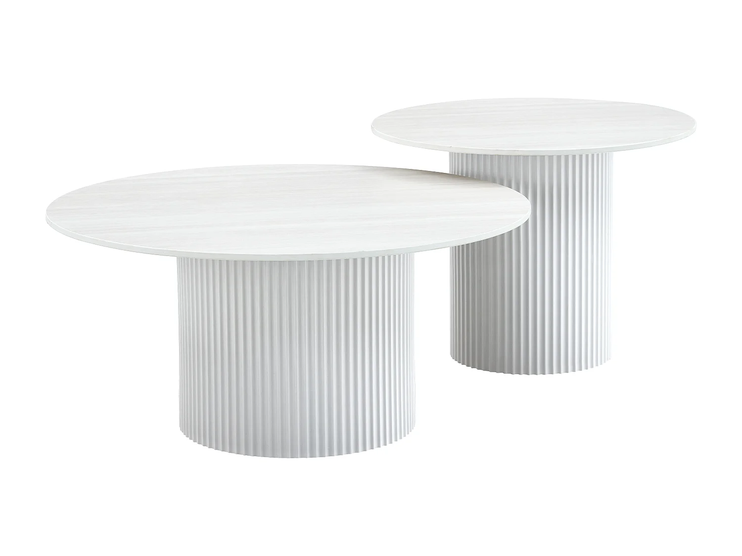 Duo de Tables Basses Gigognes MINA Pieds Blancs 60x45 / 80x38 cm