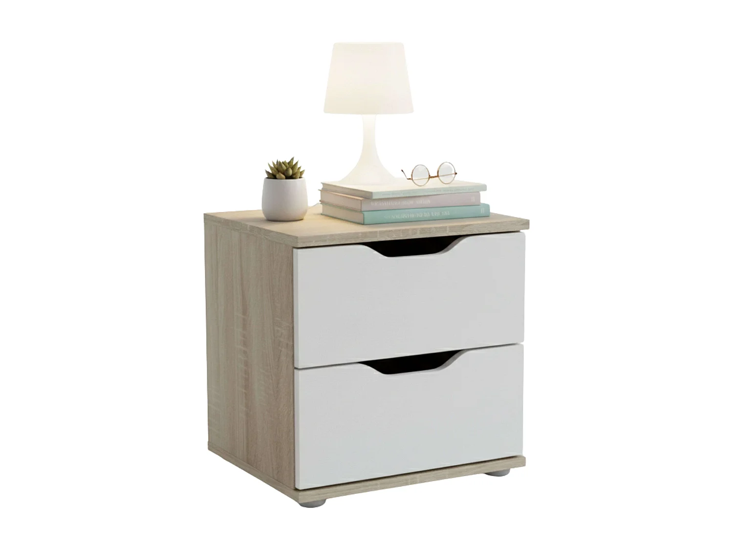 Table de chevet Parc 2 tiroirs Chêne Sonoma/Blanc 40x42x35 cm