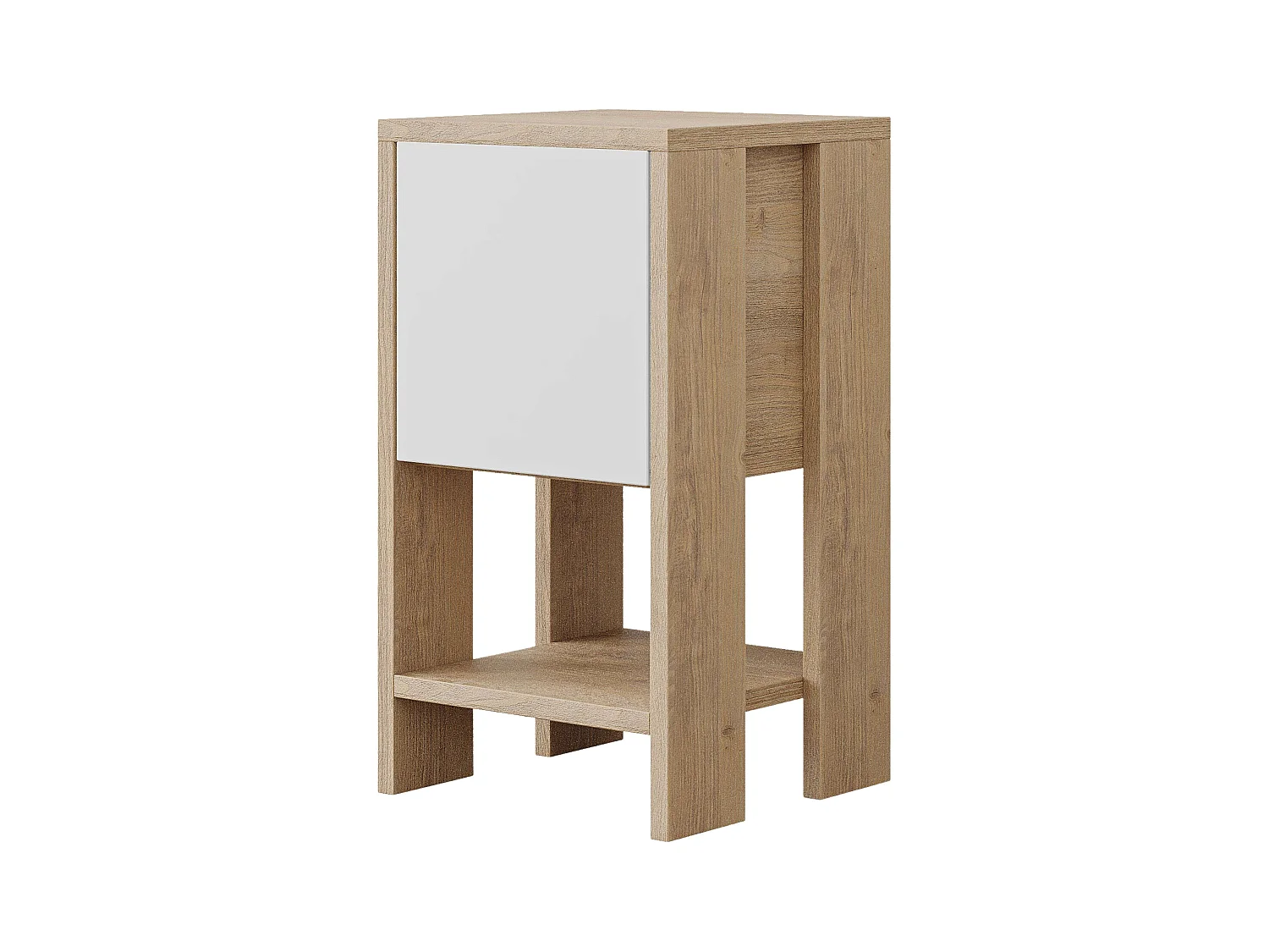 Mesita Noche Gate Roble Safir y Blanco 30x55x30cm Dormitorio